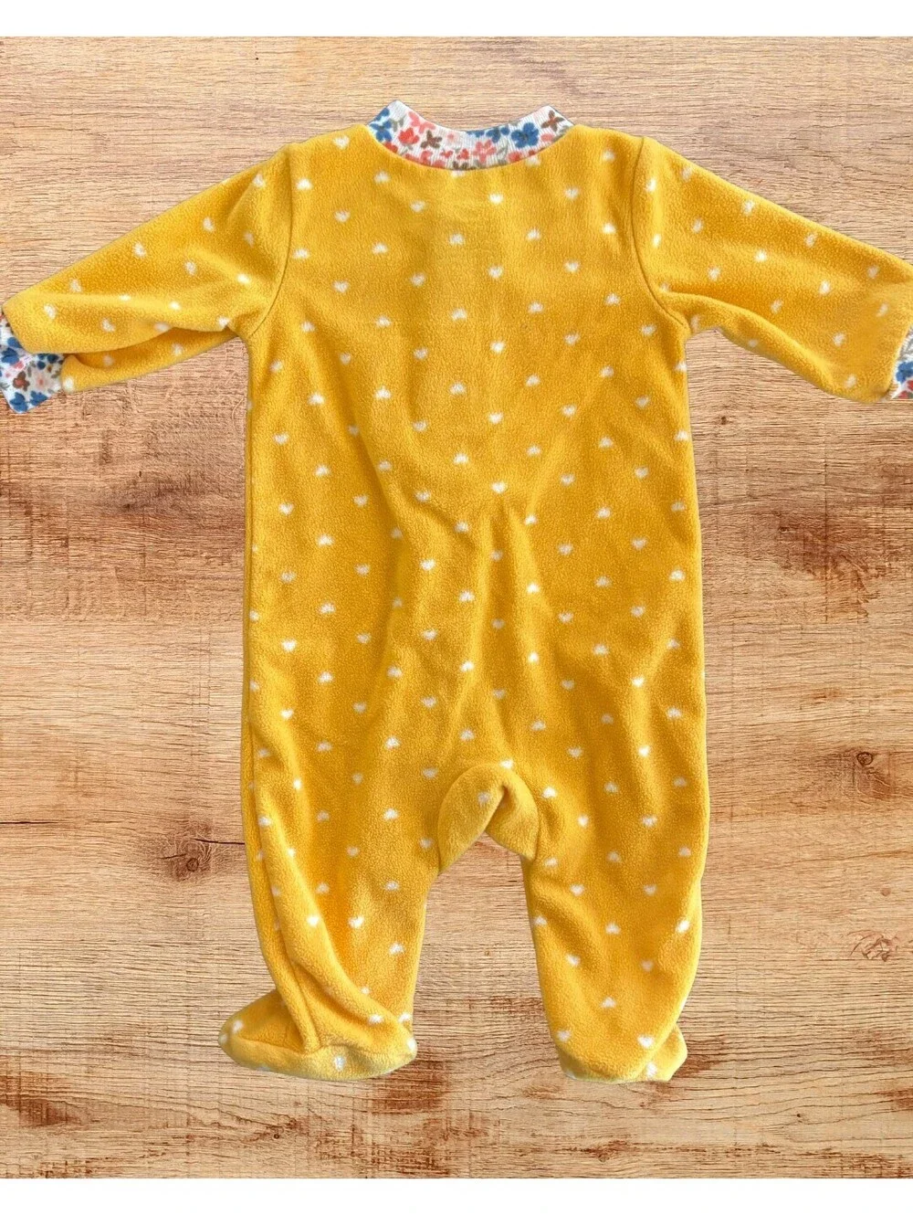 Carter's Yellow Fleece Footie Pajamas Floral Heart Baby Sleeper